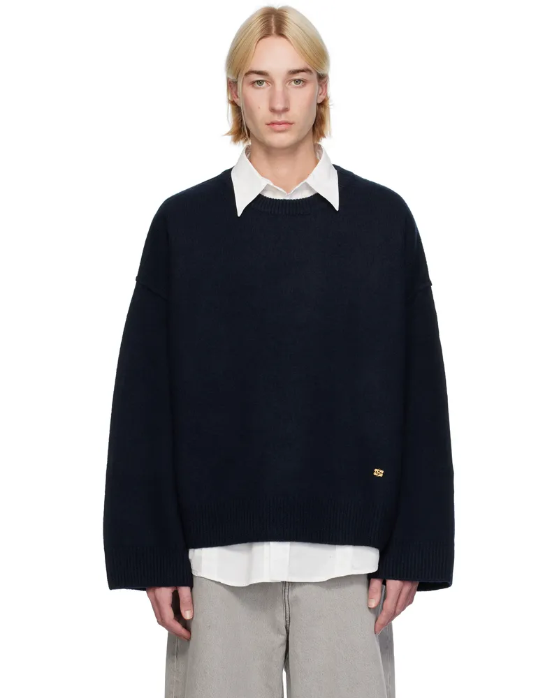 Ganni Navy Wool Sweater Sky