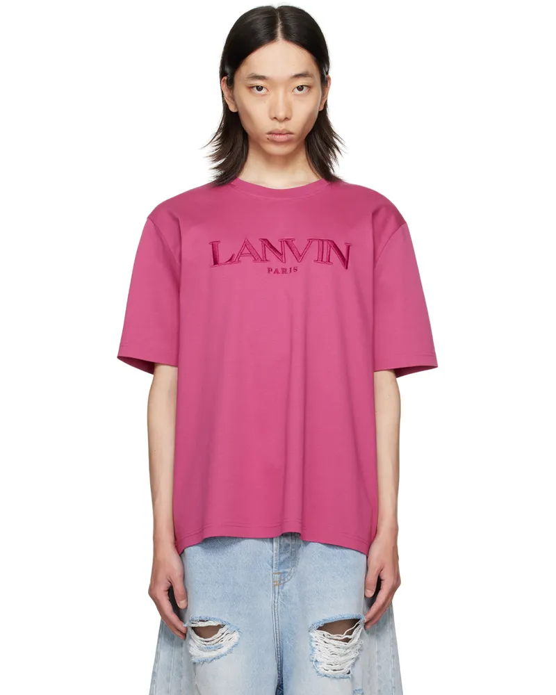 Lanvin Pink Classic 'Lanvin Paris' Embroidered T-Shirt 59