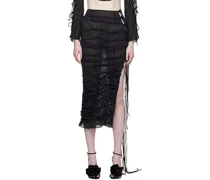 Black Gathered Maxi Skirt