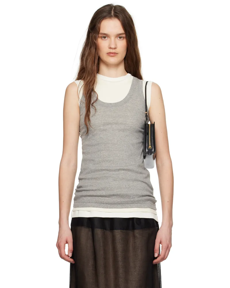 Jil Sander Gray & Off-White '3 Layers' Tank Top Set 971