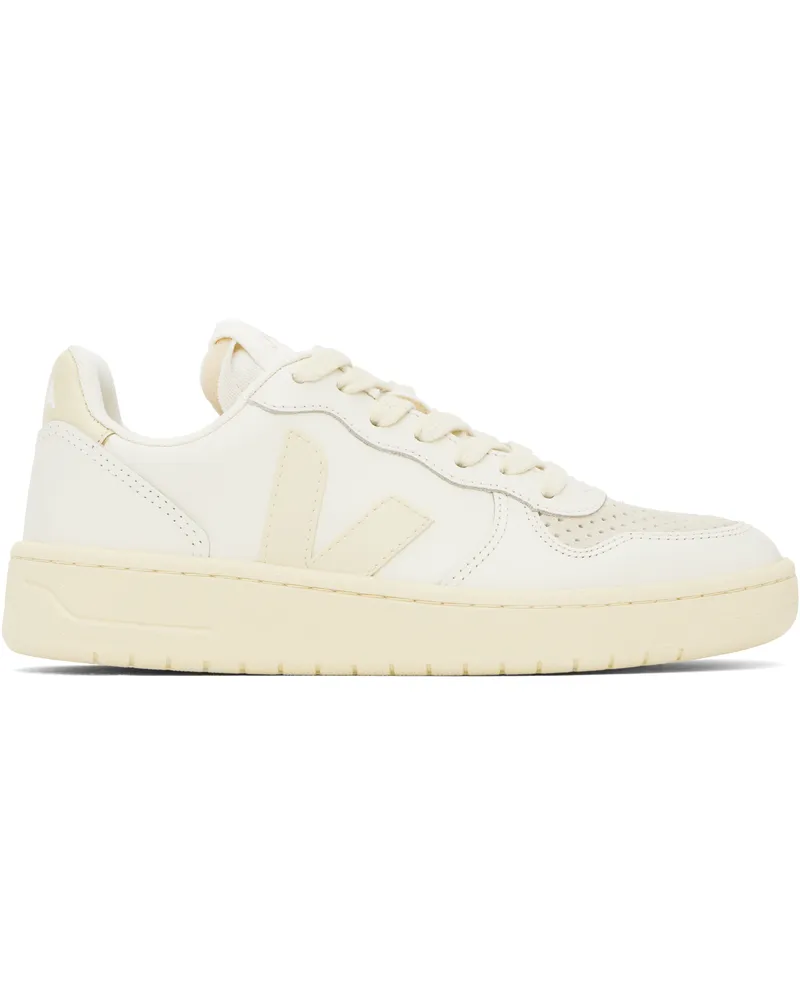 VEJA Off-White & Beige V-10 Leather Sneakers Pure_calcaire