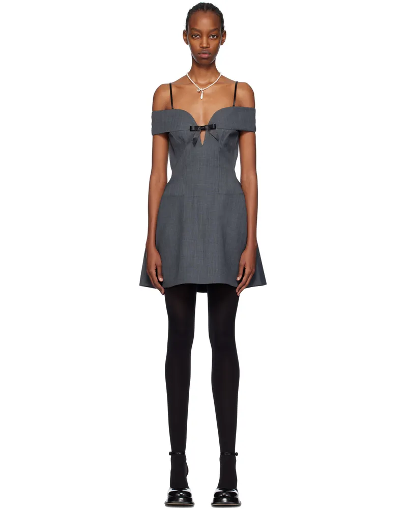 SHUSHU/TONG Gray Curved Minidress Gr100