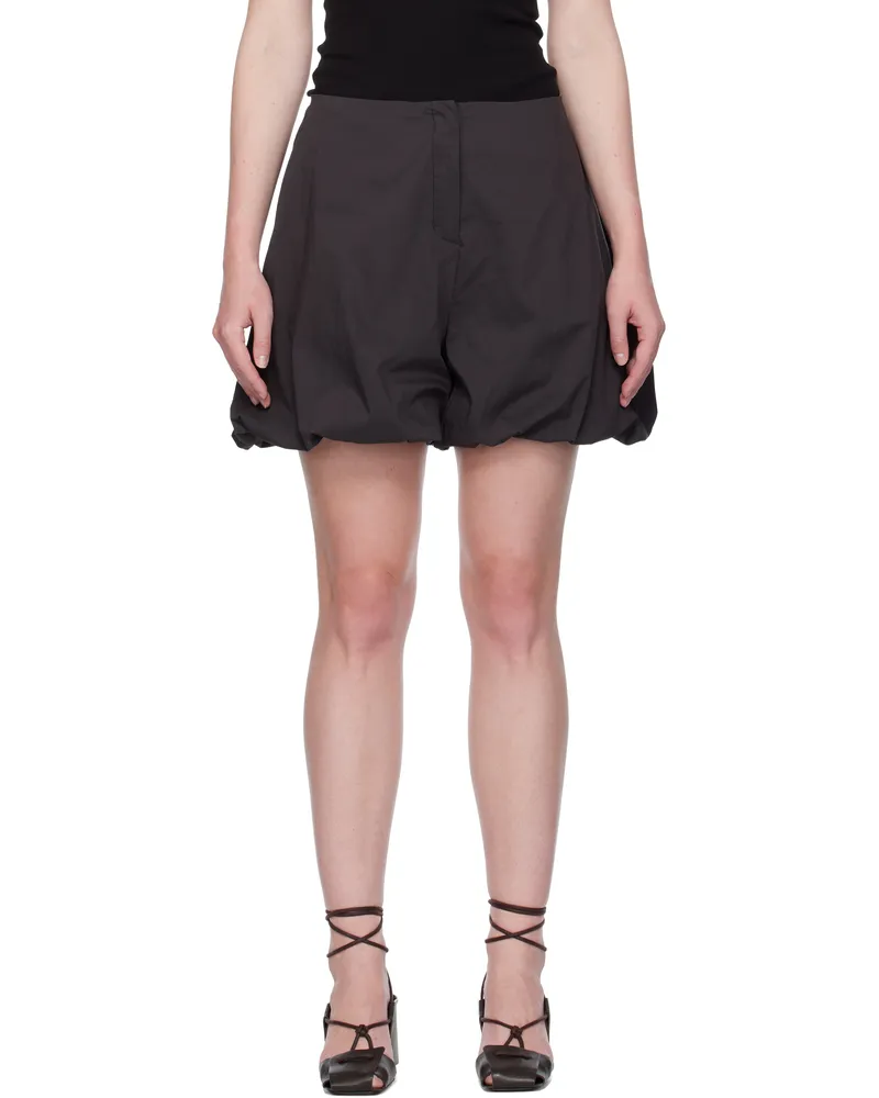 AMOMENTO Gray Cotton Volume Shorts Charcoal