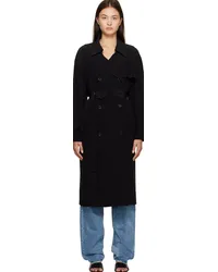 Theory Black Double-Breasted Trench Coat Black