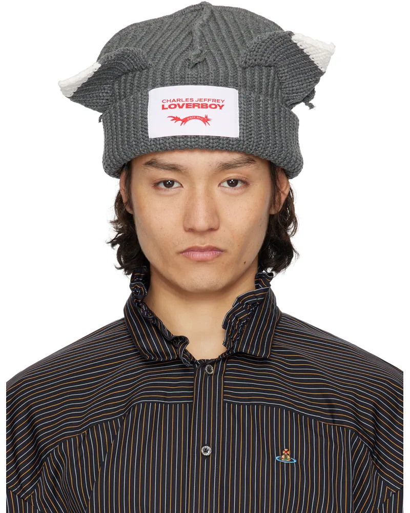 Charles Jeffrey Loverboy Gray Chunky Ears Beanie Raccoon