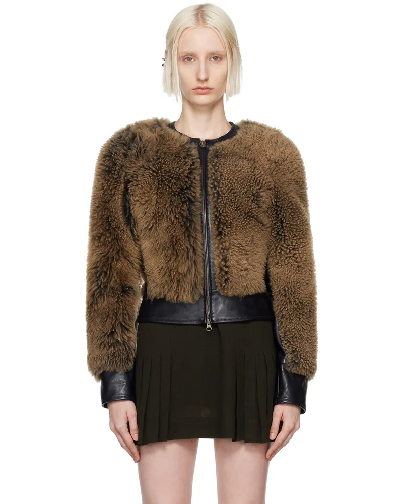 Charlotte Knowles Brown Mace Shearling Jacket Midnight