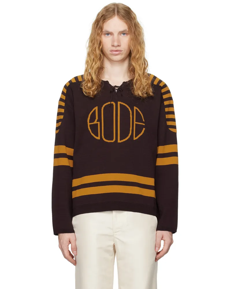BODE Brown & Yellow Rink Sweater Brown