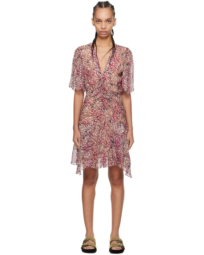 Étoile Isabel Marant Beige & Pink Vivienne Minidress 40ry