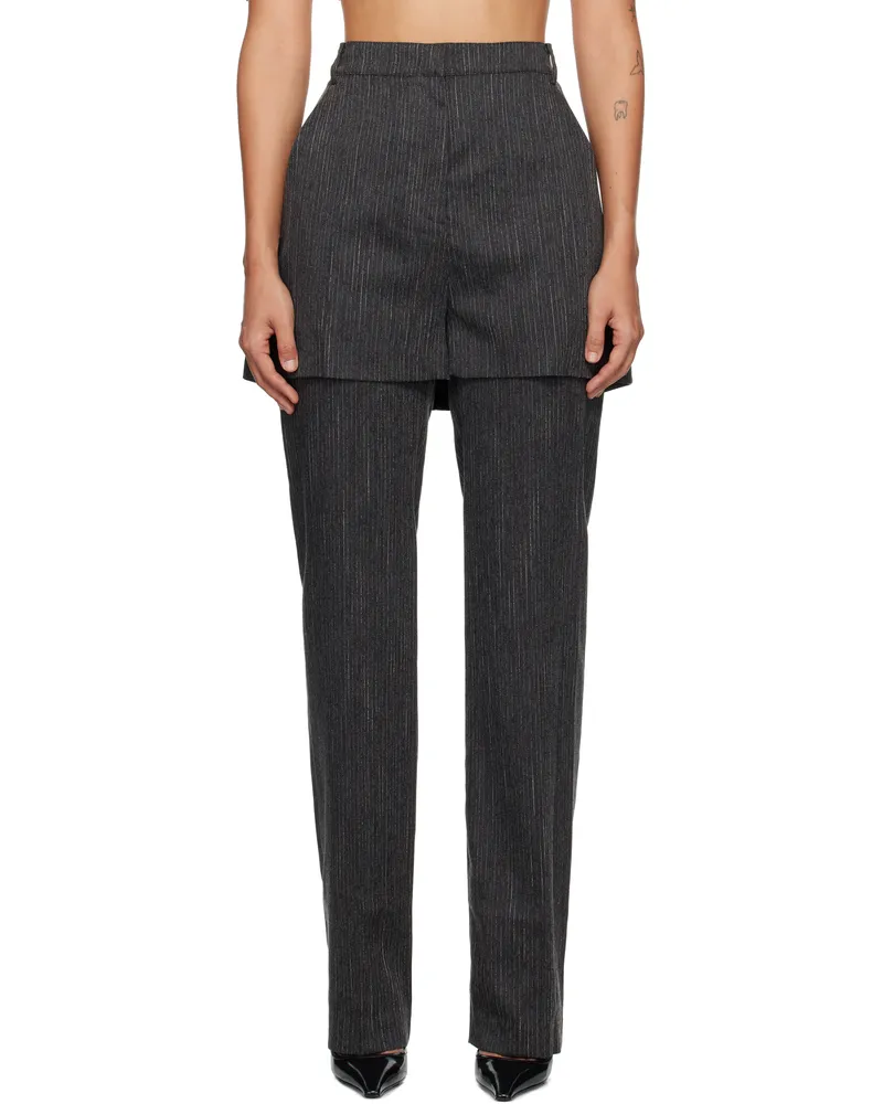 pushBUTTON Gray Shorts Layered Trousers Gray
