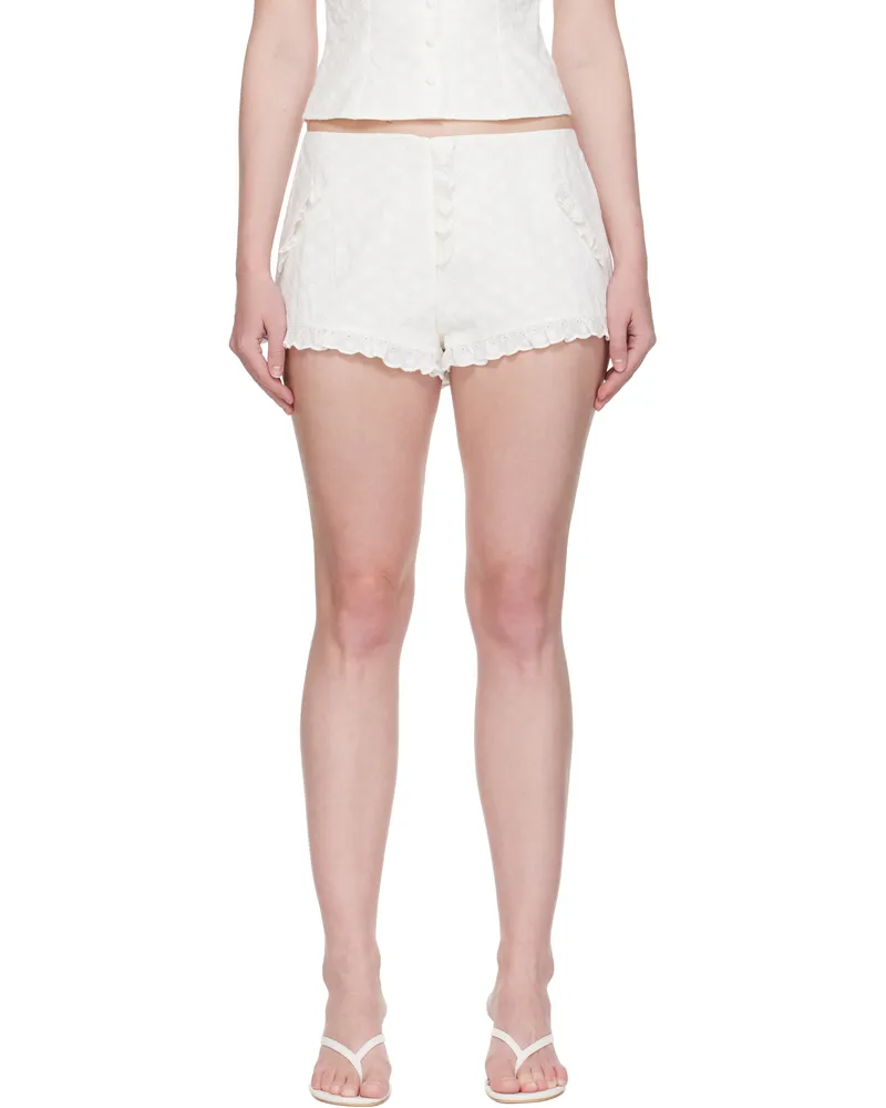 Mirror Palais White Love Letter Shorts Ivory