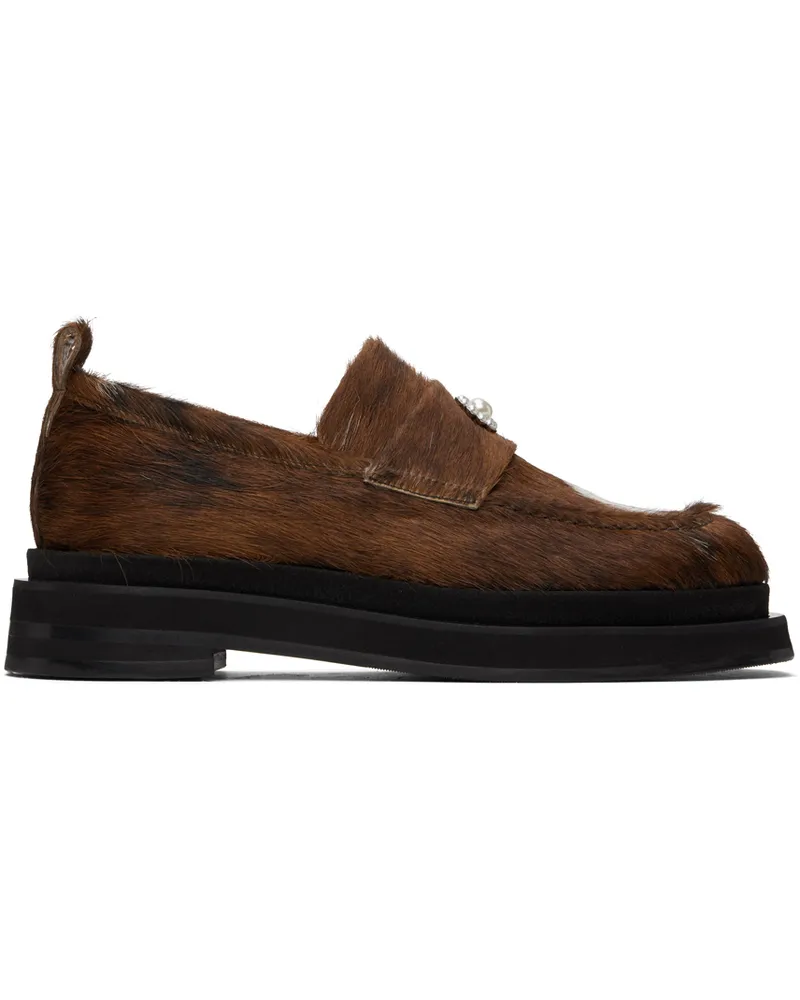 Simone Rocha Brown Heart Toe Platform Loafers Natural