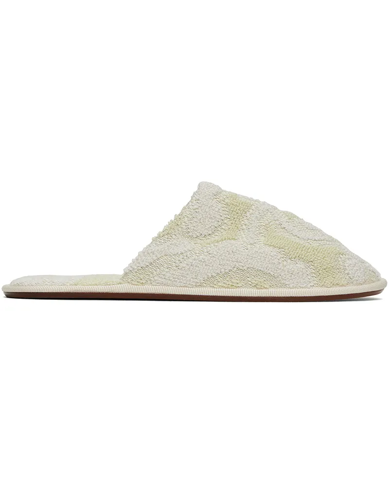 The Row Green & Off-White Frances Slippers Lfo