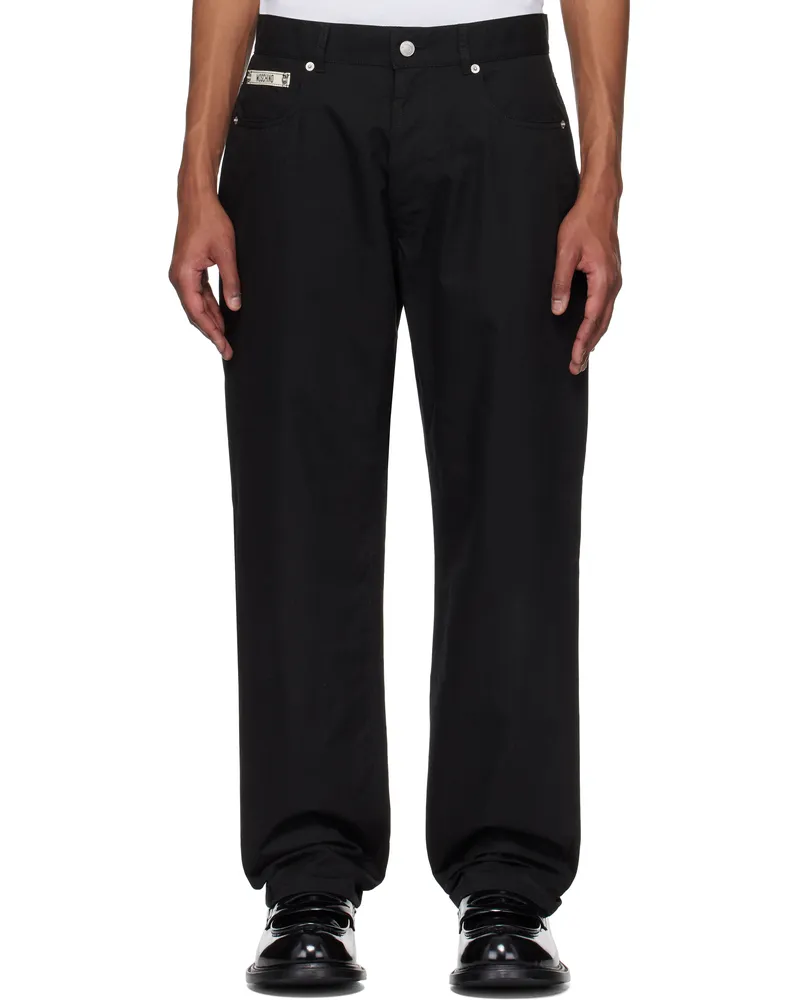 Moschino Black Cotton Nylon Cloth Trousers