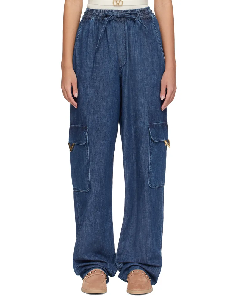 Valentino Garavani Blue Drawstring Cargo Pants 558