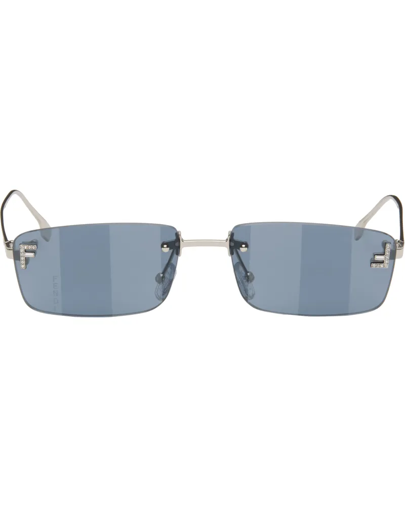 Fendi Silver 'Fendi First' Crystal Sunglasses Shiny