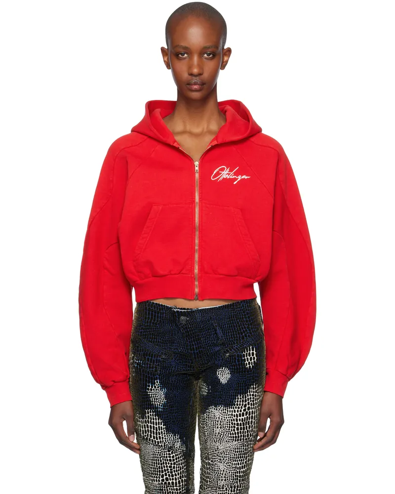OTTOLINGER Red Multiline Zip Hoodie Red