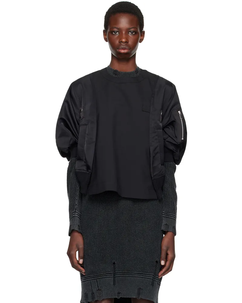 Sacai Black Puff Sleeve Sweater 001