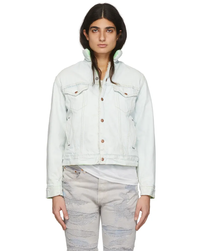 NotSoNormal Blue Denim Jacket Neon