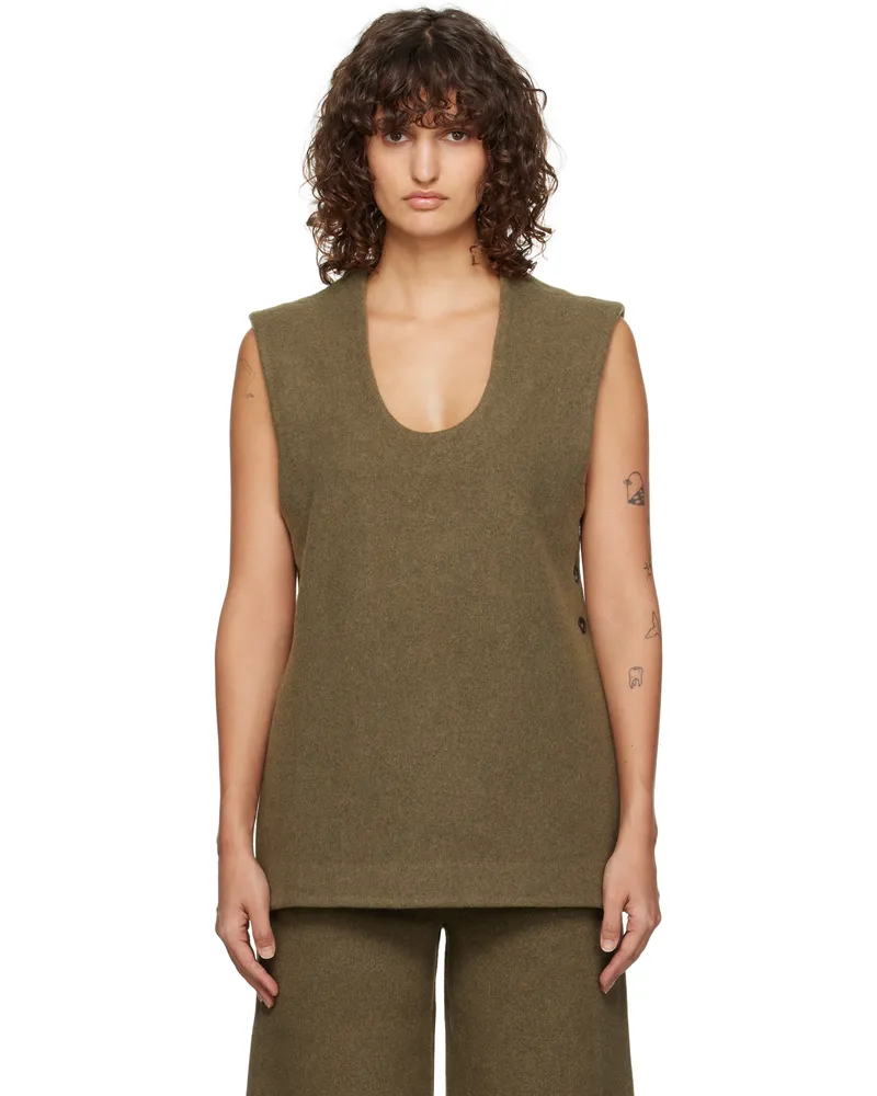 Róhe Khaki Side Split Wool Top 341
