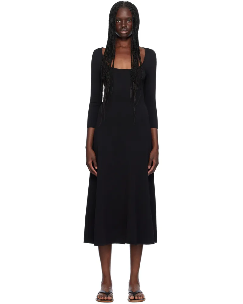 STAUD Black Douvres Midi Dress Blk
