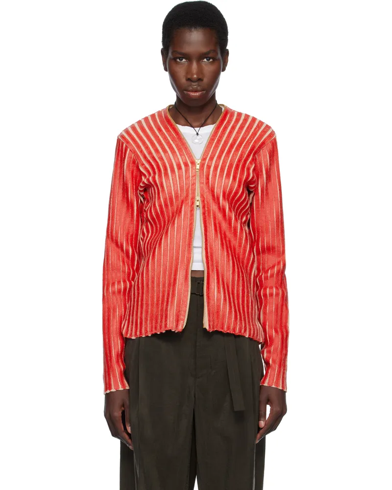 Stanley Raffington Red & Pink Plated Knit Jacket Red