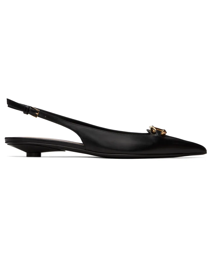 Valentino Garavani Black 'The Bold Edition' VLogo Ballerina Flats 0no
