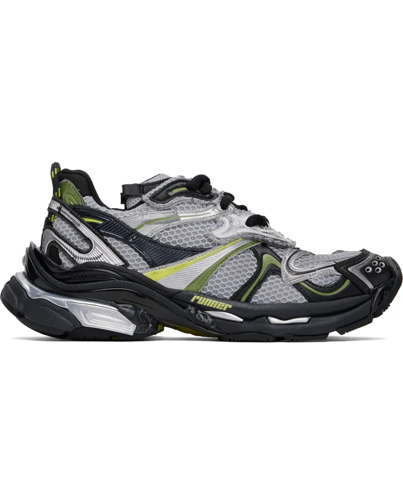 Balenciaga Silver & Black Runner 2.0 Sneakers 8137