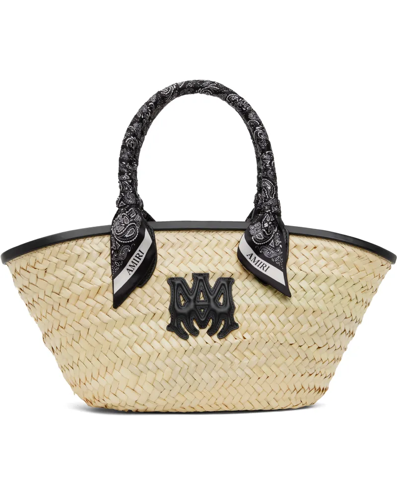 Amiri Beige & Black MA Raffia Micro Tote Black