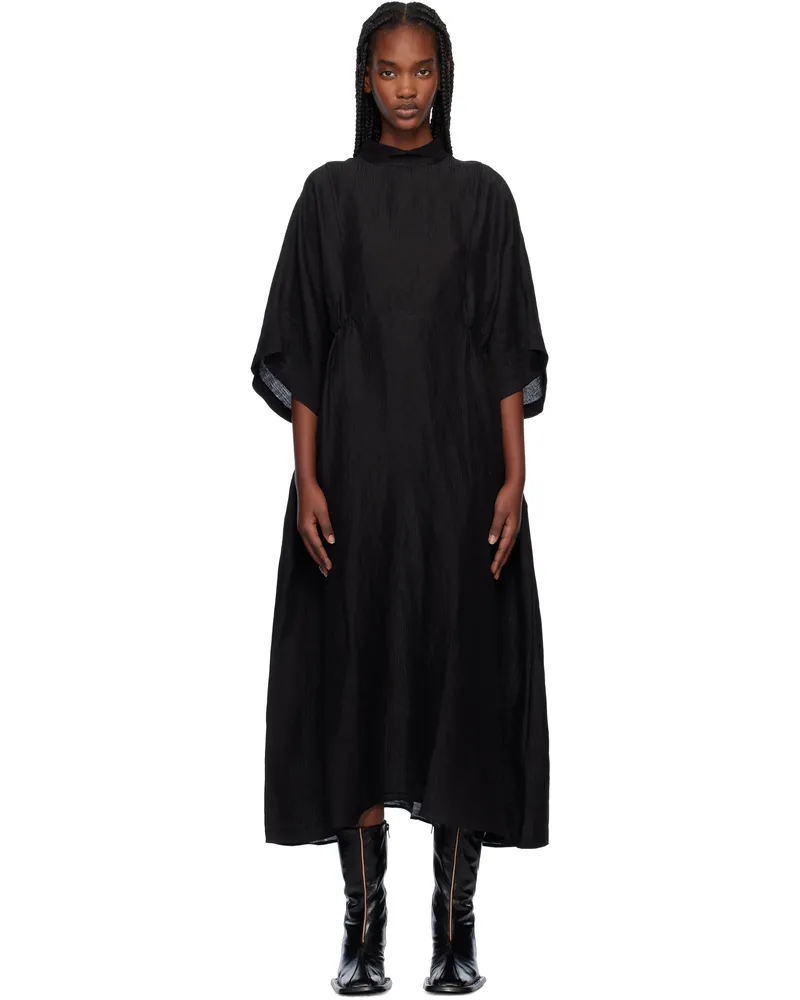 Henrik Vibskov Black Linen Blend Very Turtle Midi Dress Black