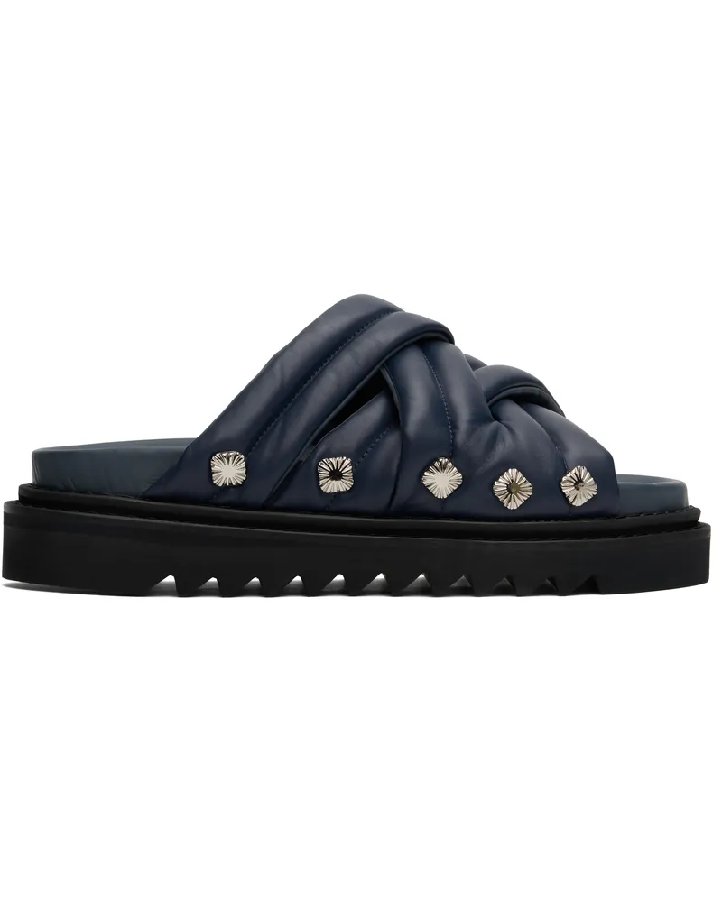 Toga Navy Padded Leather Sandals Navy