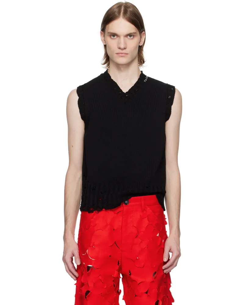 Marni Black Cotton V-Neck Vest 00n99