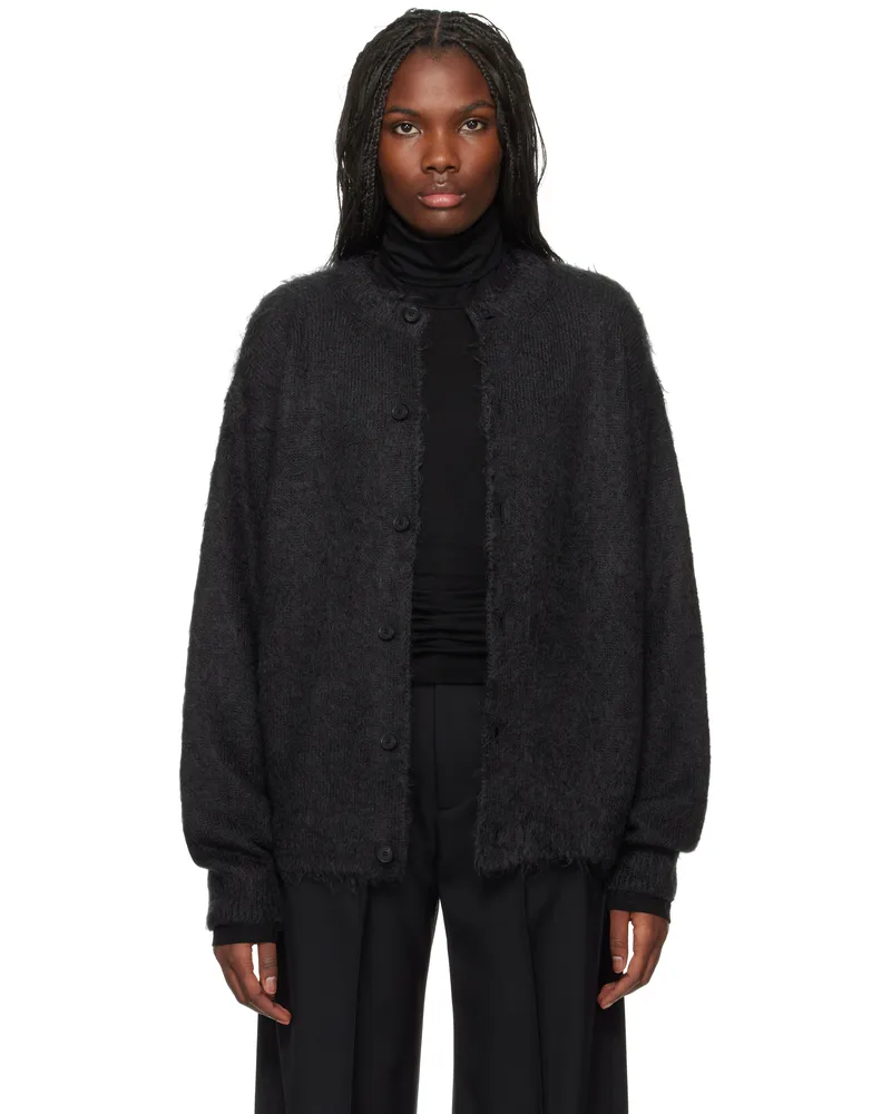 AURALEE Black Brushed Super Kid Mohair Knit Cardigan Ink