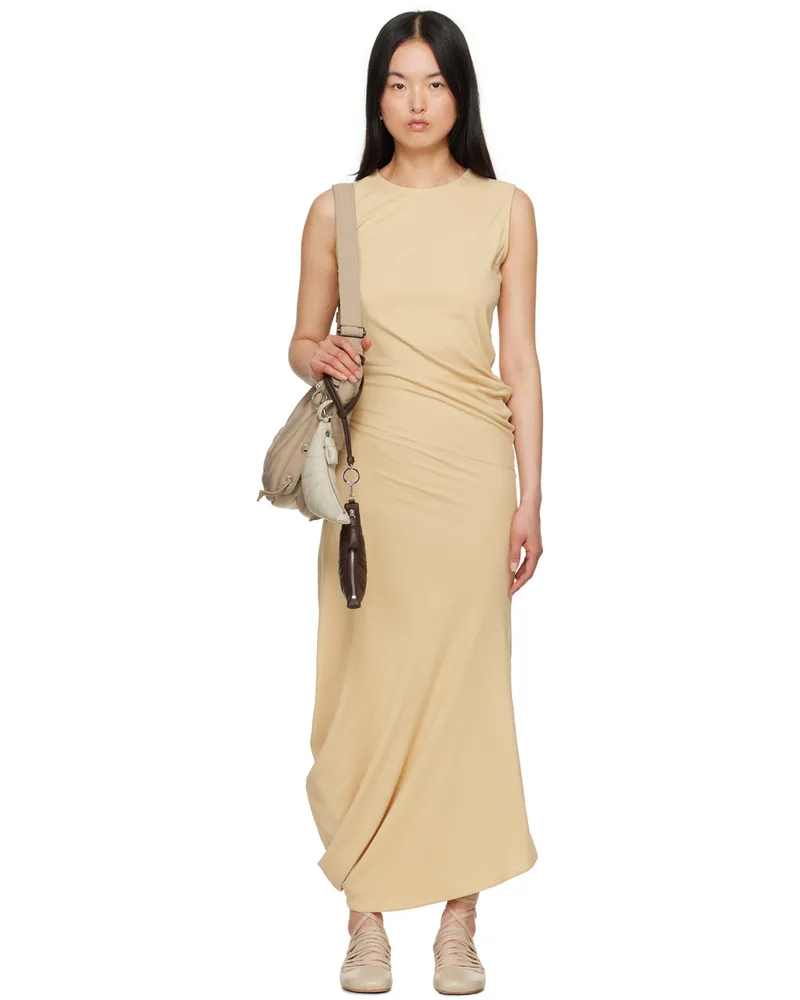 Christophe Lemaire Yellow Twisted Midi Dress Bg246