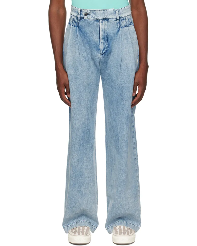 Amiri Indigo Pleated Trousers Light