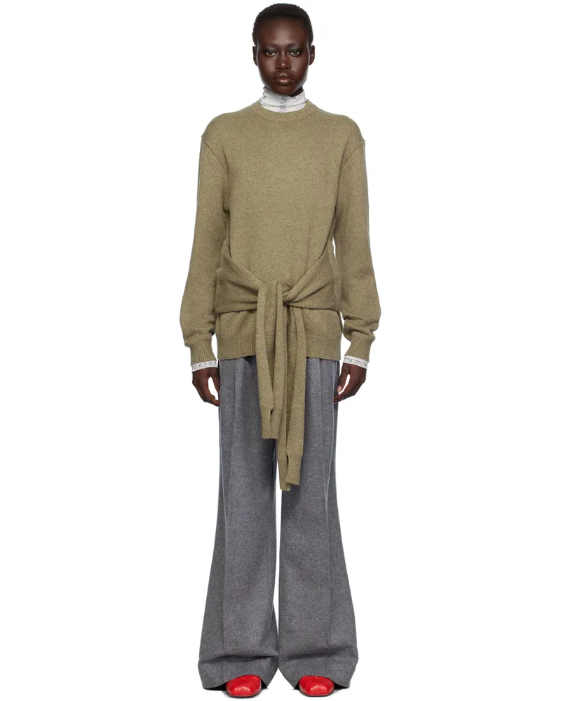 J.W.Anderson Khaki Draped Tie-Front Sweater 575