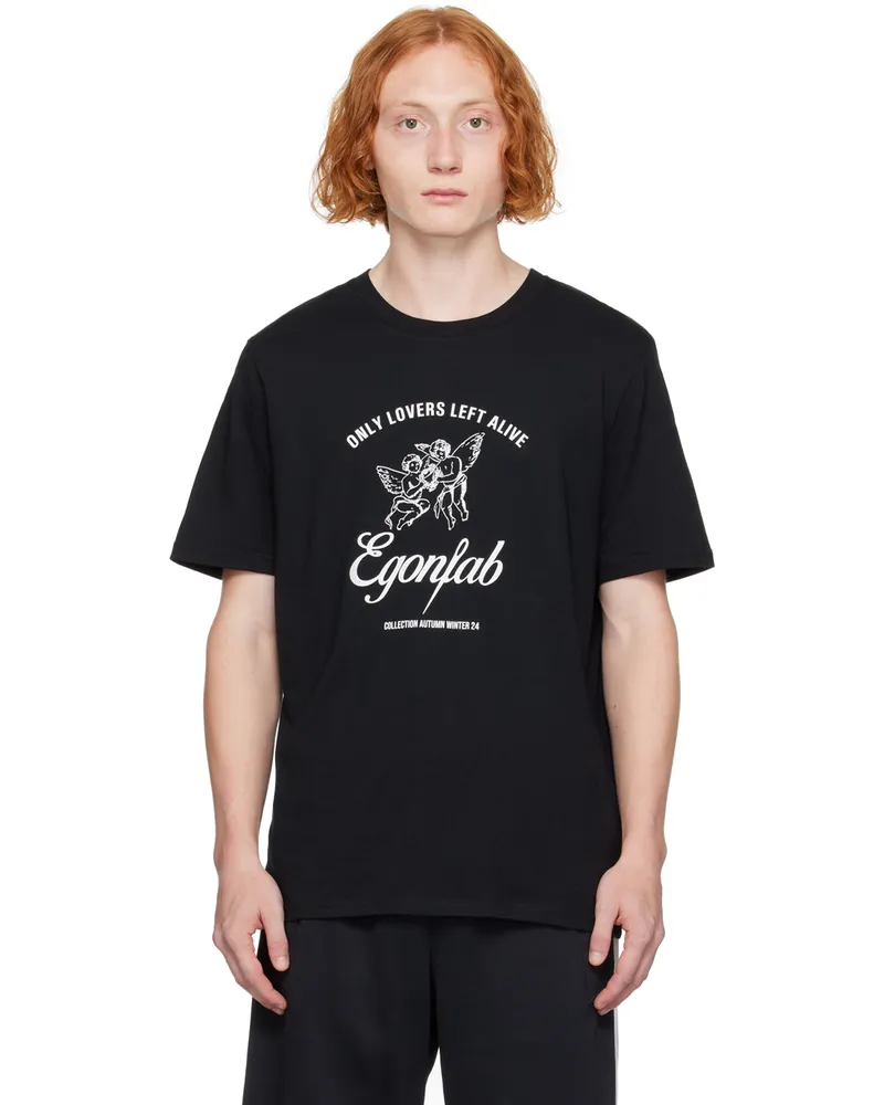 Egonlab Black Printed-Logo T-Shirt Black