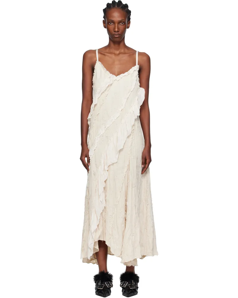 OPEN YY Off-White Ruffle Maxi Dress Cream