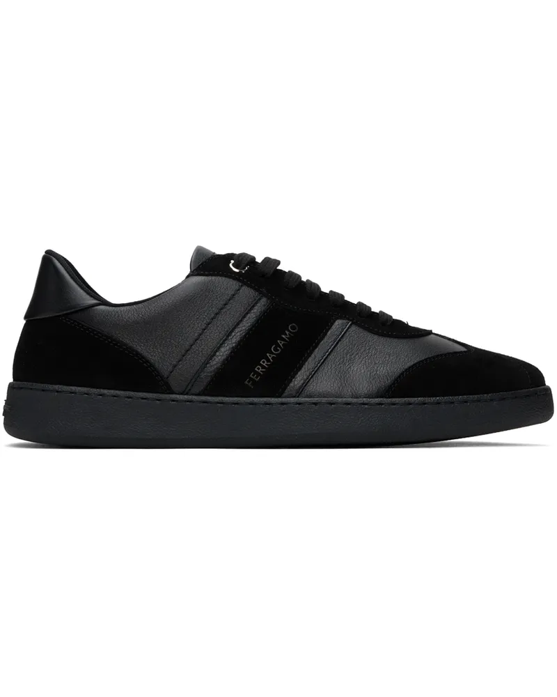 Ferragamo Black Signature Low Sneakers Nero