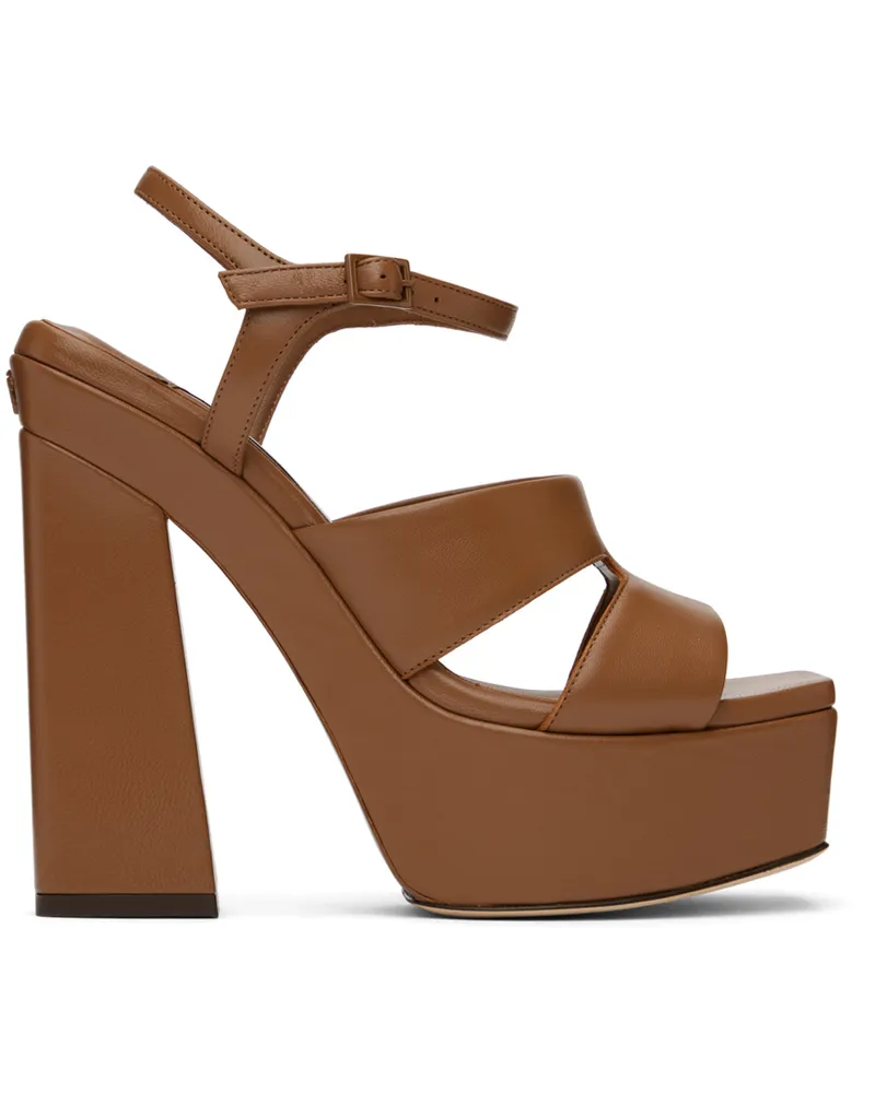 Jimmy Choo Brown Ellison/PF 140 Heeled Sandals Cuoio
