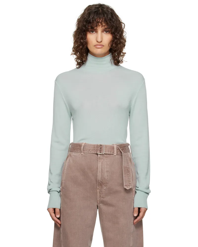 Christophe Lemaire Blue Seamless Turtle Neck Sweater Bl713
