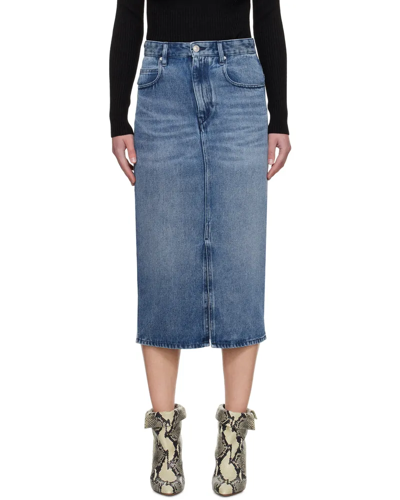 Isabel Marant Blue Tilauria Denim Midi Skirt 30lu