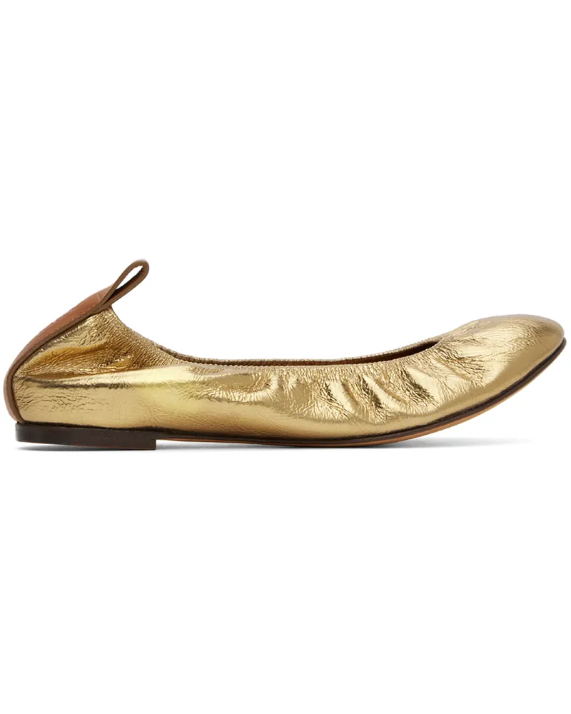 Lanvin Gold Leather Ballerina Flats M1