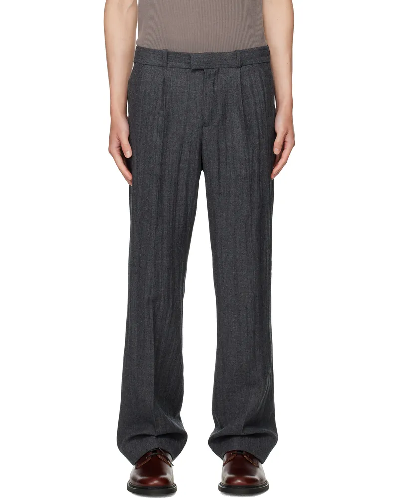 Our Legacy Gray Slack Trousers Stone