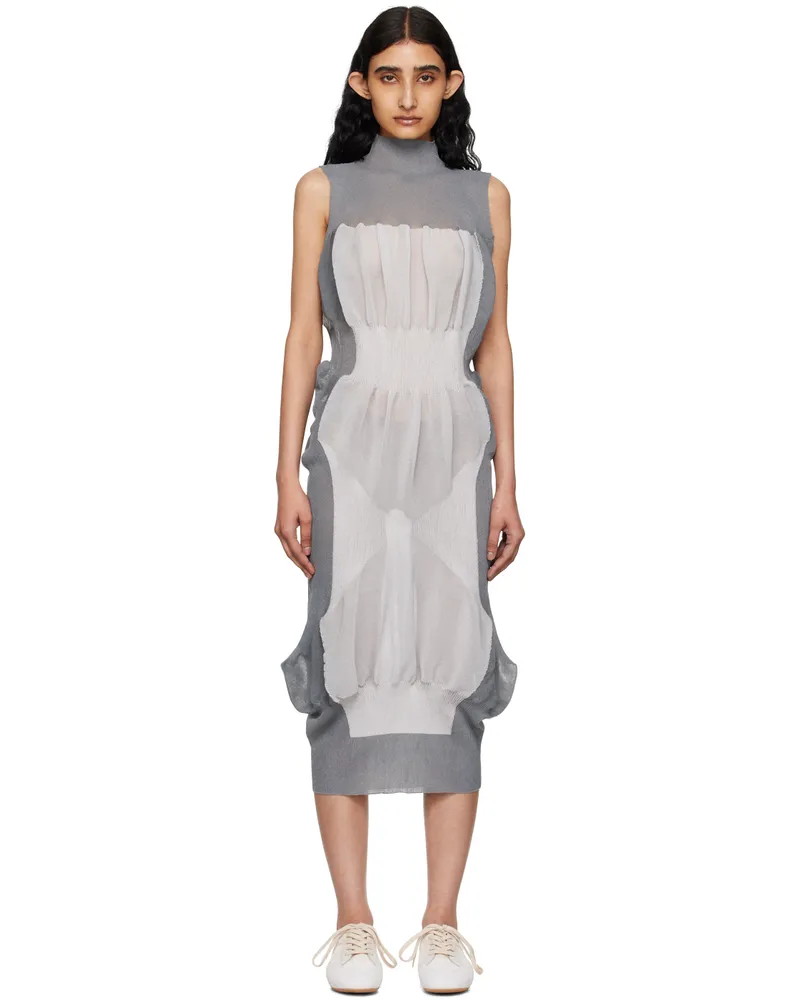 Issey Miyake Gray Shaped Nude Midi Dress 12-