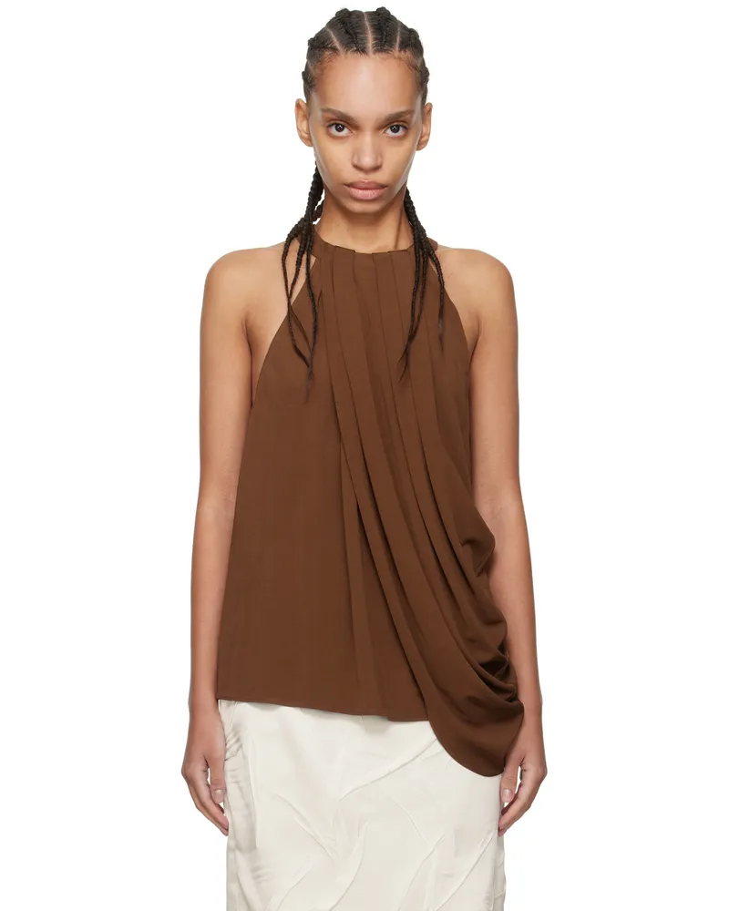 J.W.Anderson Brown Twisted Draped Halter Tank Top 621