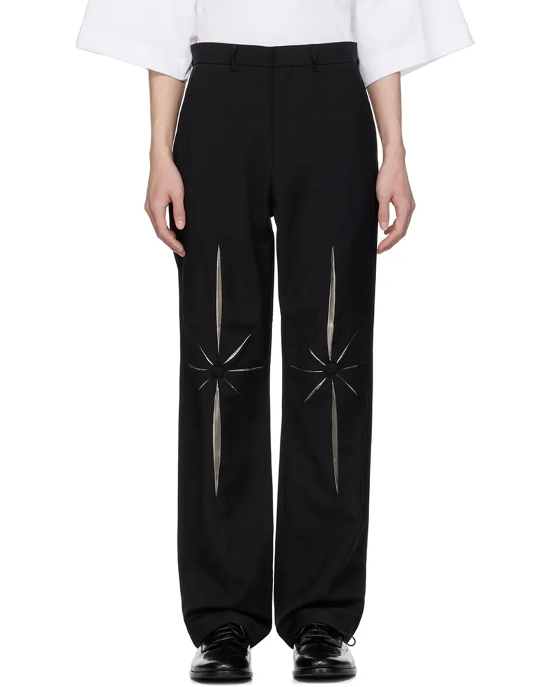 KUSIKOHC Black Tailored Origami Trousers Black