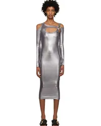 Versace Jeans Silver Baroque Buckle Midi Dress Esilver