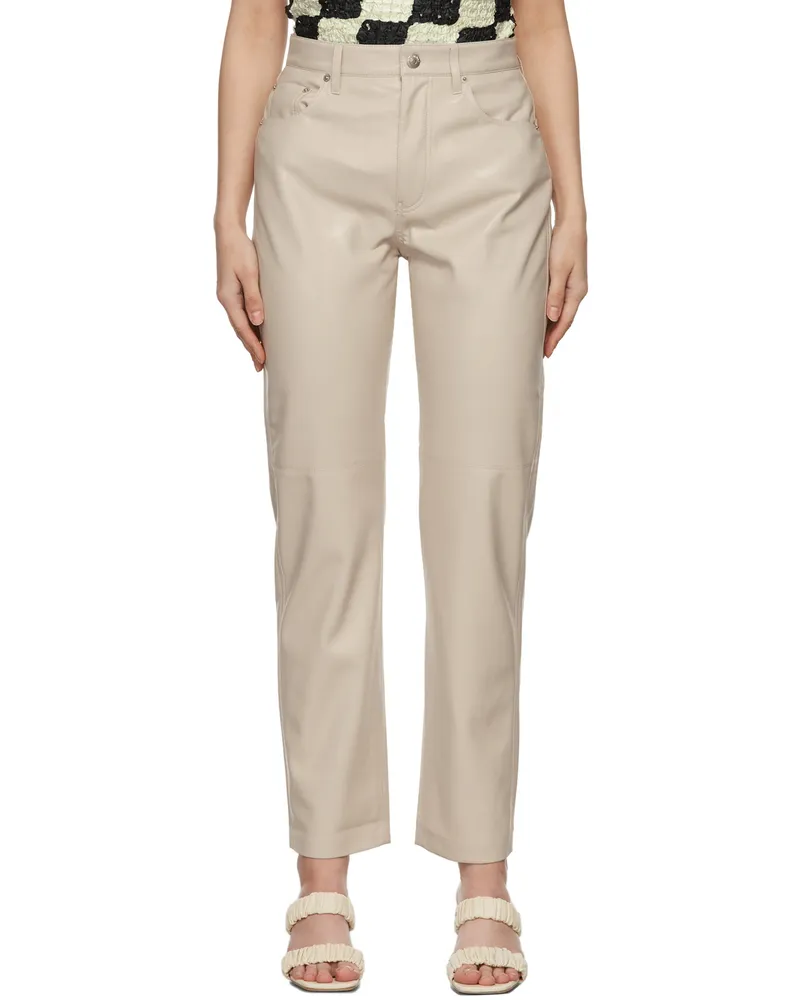 Nanushka Beige Vinni Vegan Leather Trousers Creme