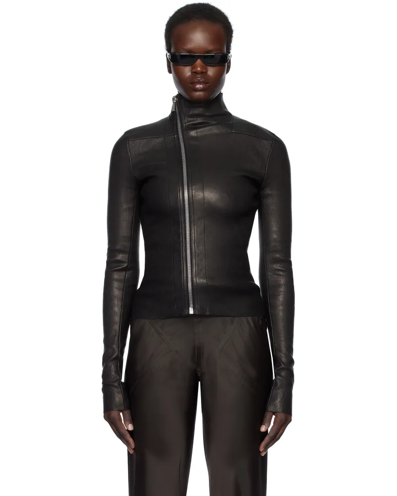Rick Owens Black Hollywood Gary Leather Jacket 09