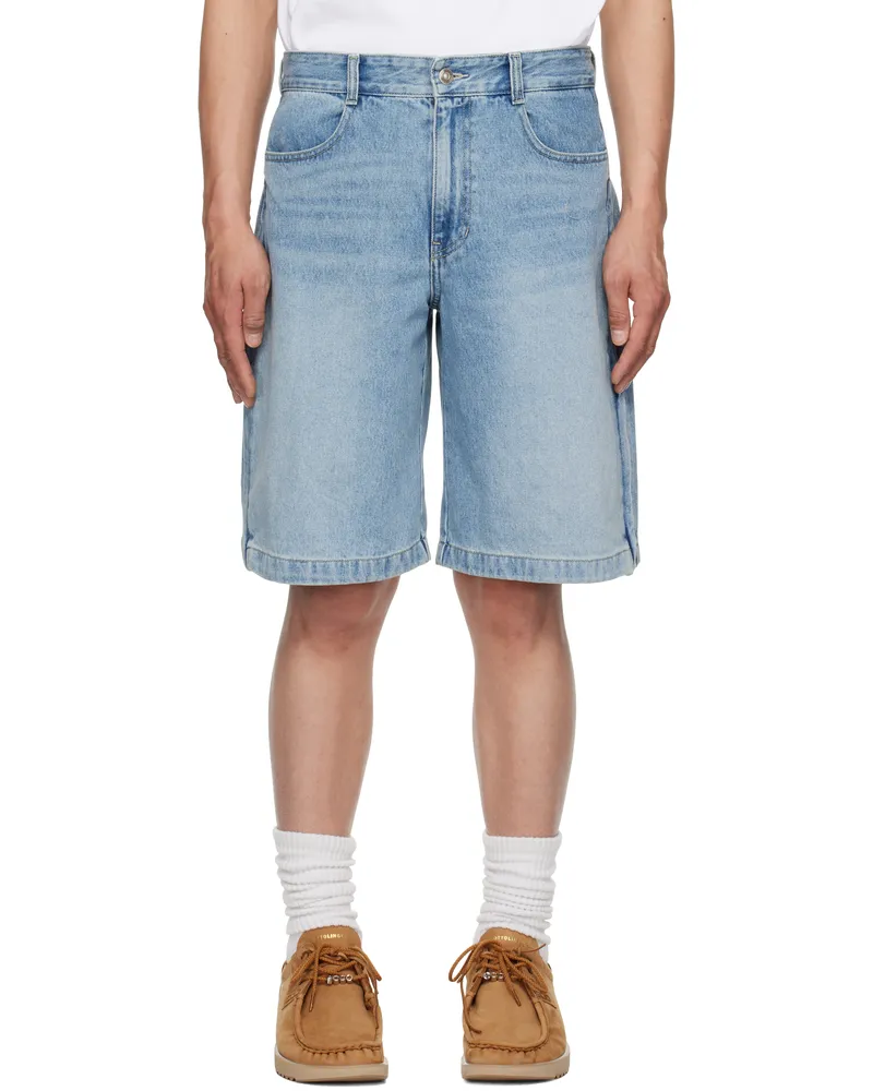 SOLID HOMME Blue Side Zipper Denim Shorts 720l